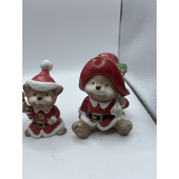Set Of 4 Homco Christmas Figurines Bears, Elf - Picture 3 of 11